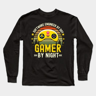 software engineer Lover by Day Gamer By Night For Gamers Long Sleeve T-Shirt